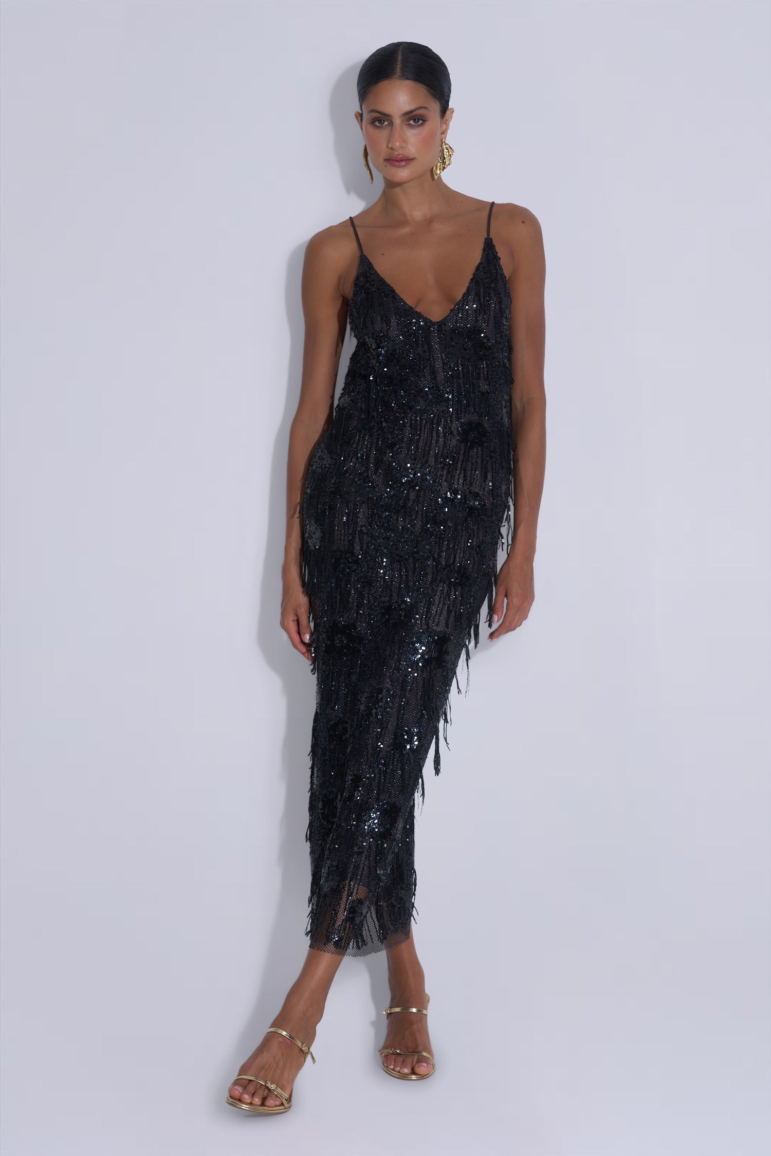 Sera Dress - Black Fringe