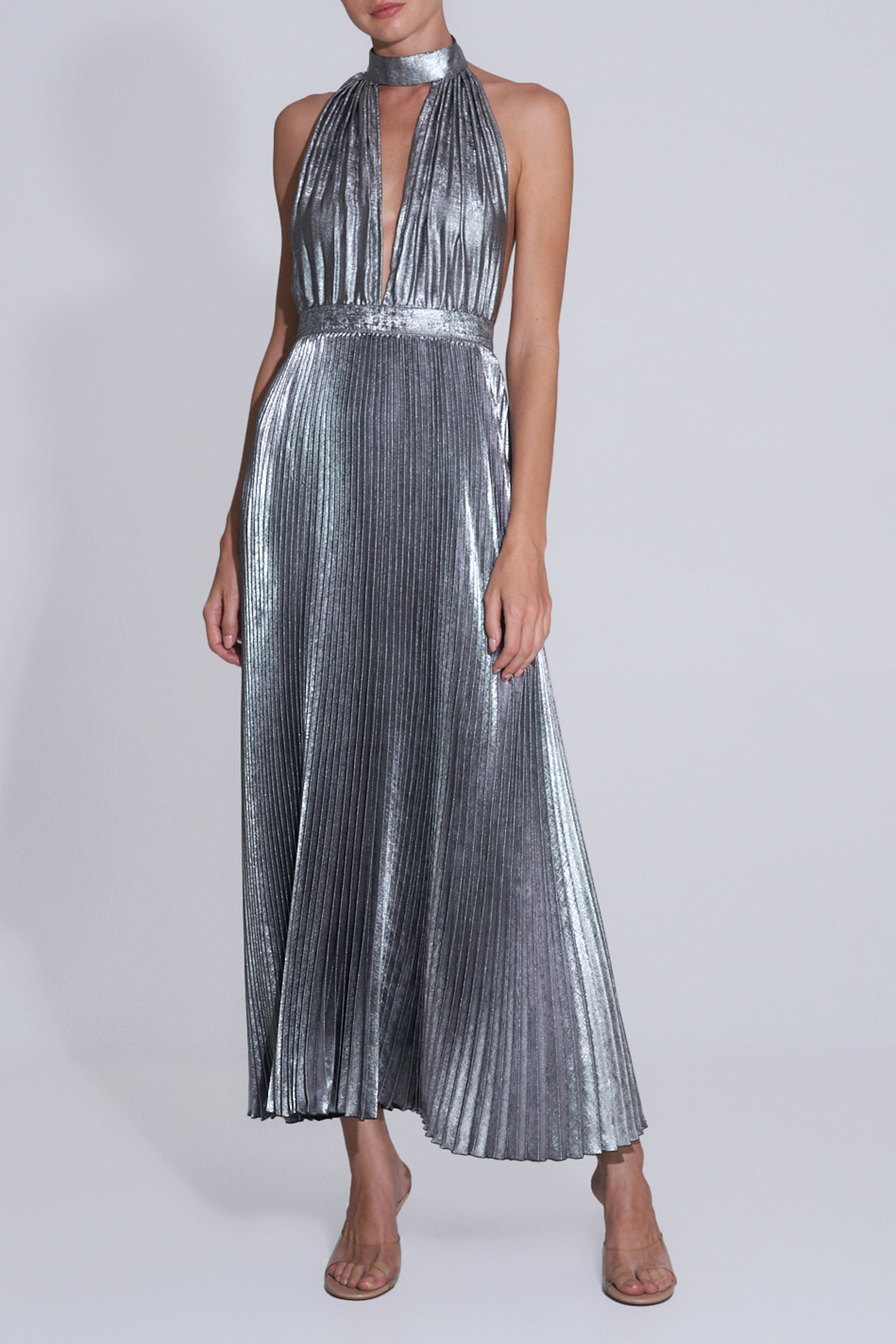 lidee silver dress Maya Gown - Sage Shimmer L'IDE