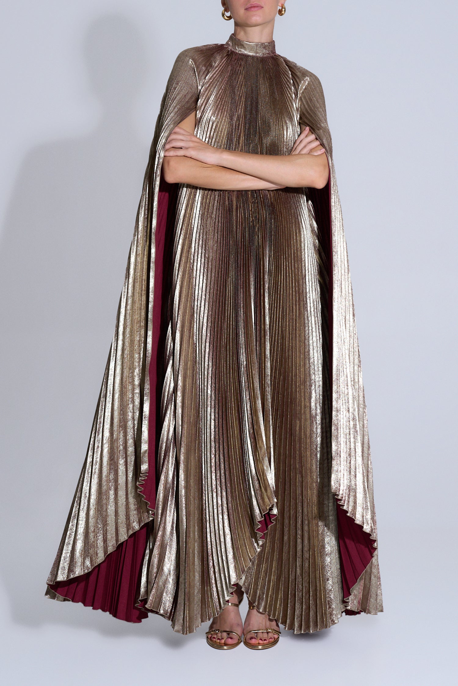 Eiffel Cape Gown - Ruby Shimmer