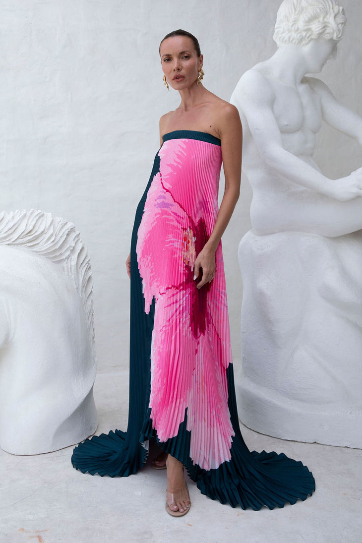 Bisous Strapless Gown - Hibiscus Midnight
