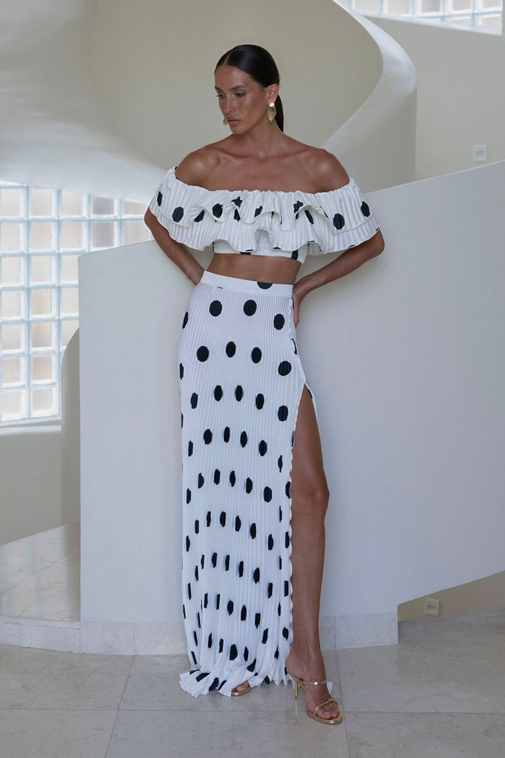 Gala Split Skirt - Polka Blanc