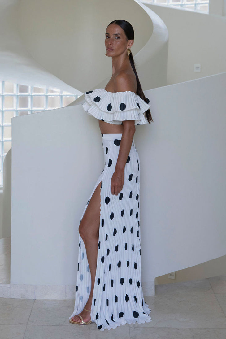 Gala Split Skirt - Polka Blanc