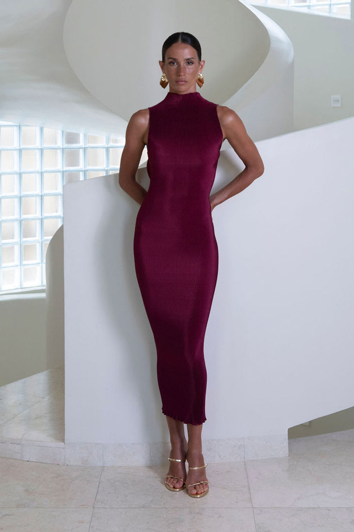 Gisele Sleeveless Dress - Wine