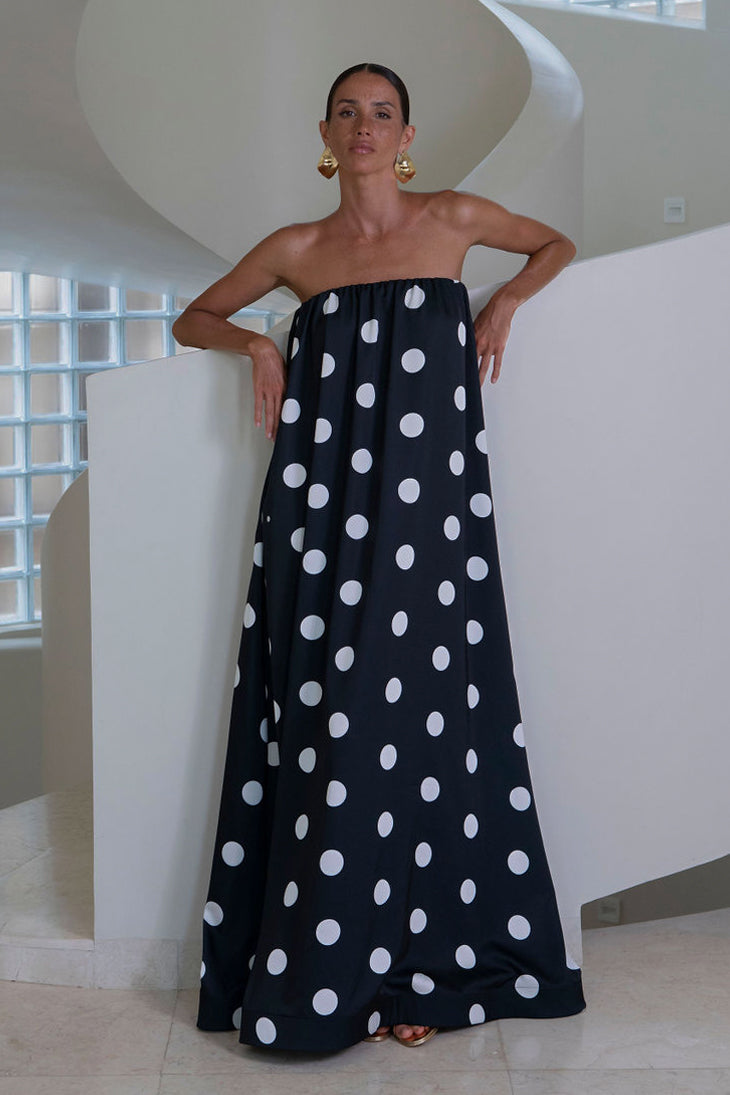 Costiera Dress - Polka Noir