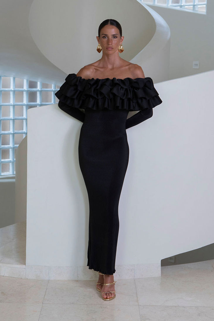 Paris Sleeved Tube Dress - Noir