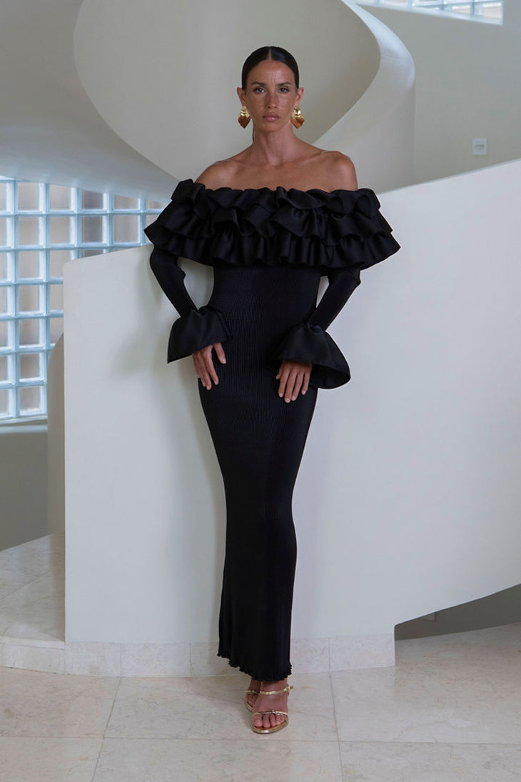 Paris Flare Sleeved Tube Dress - Noir