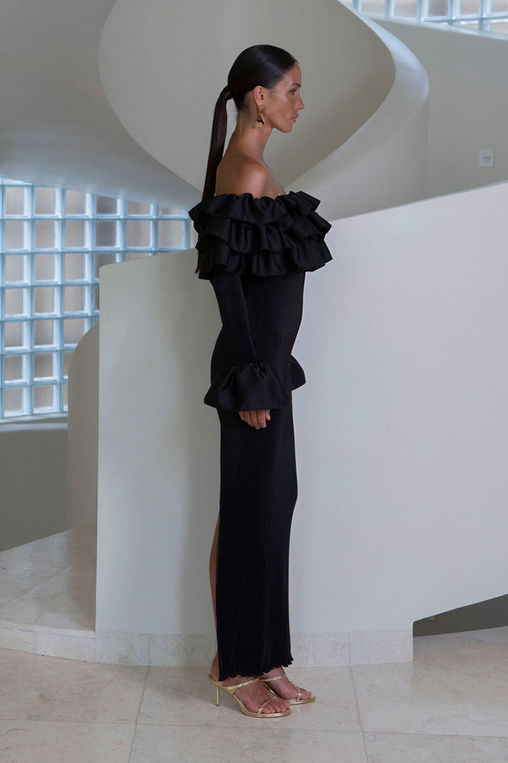 Paris Flare Sleeved Tube Dress - Noir