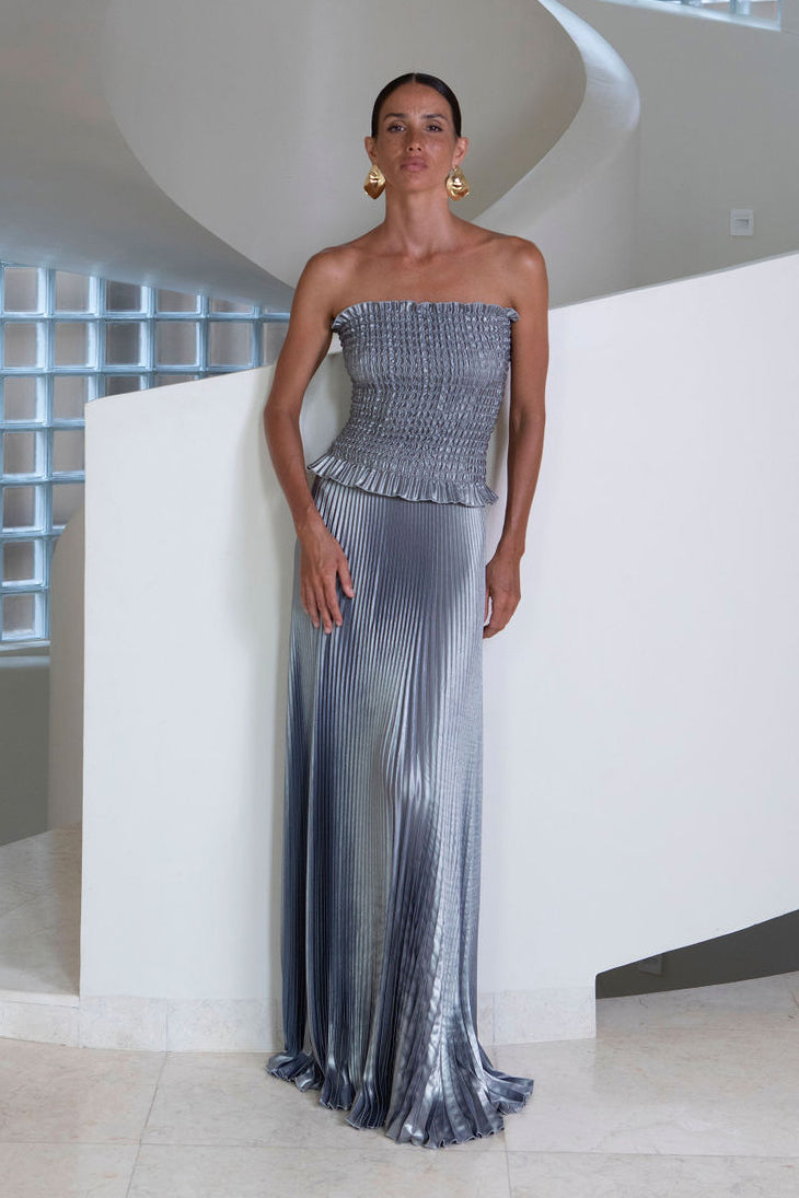 L'IDEE Maya Gown in Metallic Silver L'IDEE Maya Gown in Metallic Silver