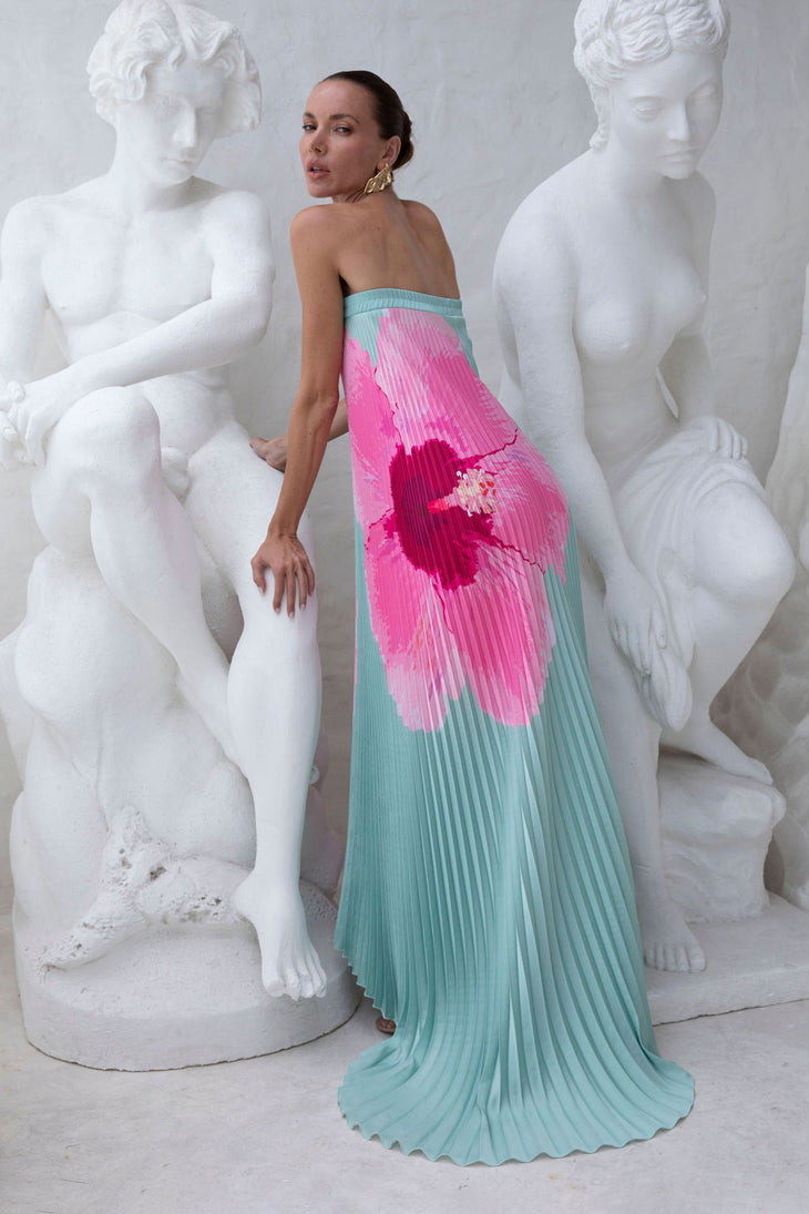 Bisous Strapless Gown - Hibiscus Verde