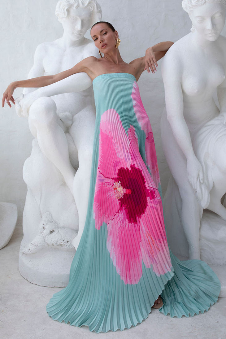 Bisous Strapless Gown - Hibiscus Verde