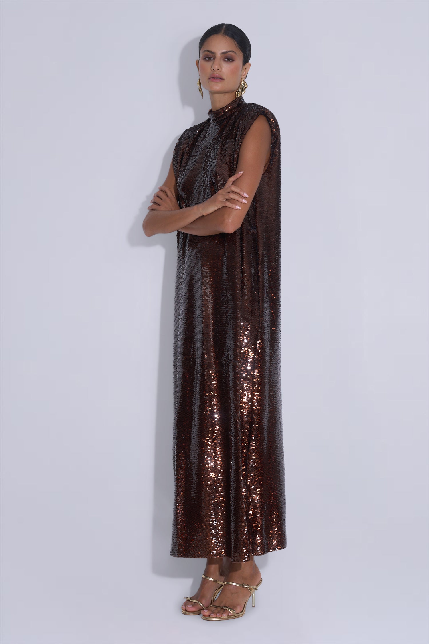 Dalida Dress - Chestnut Sequin