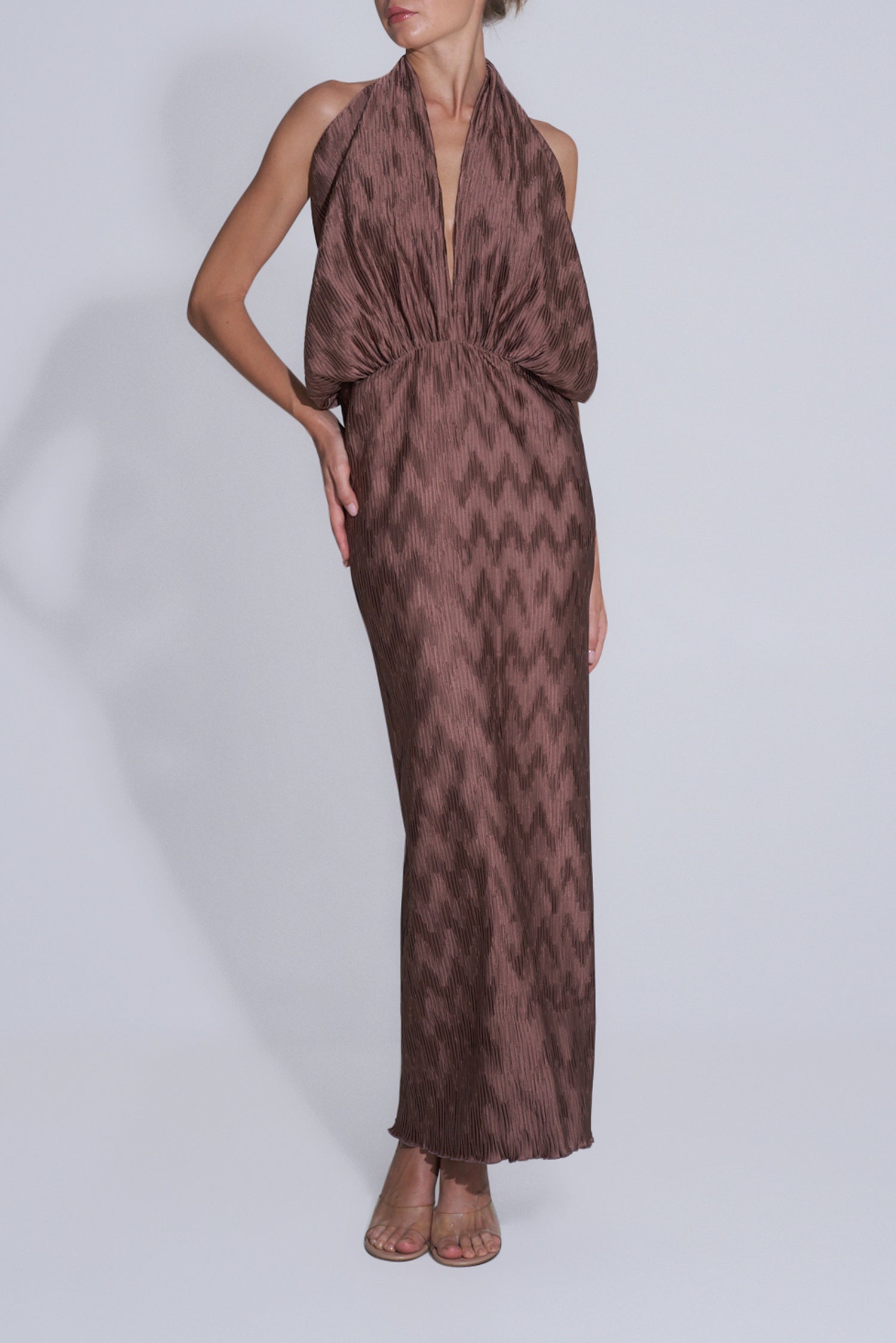 Riviera Sleeveless Gown - Chocolate