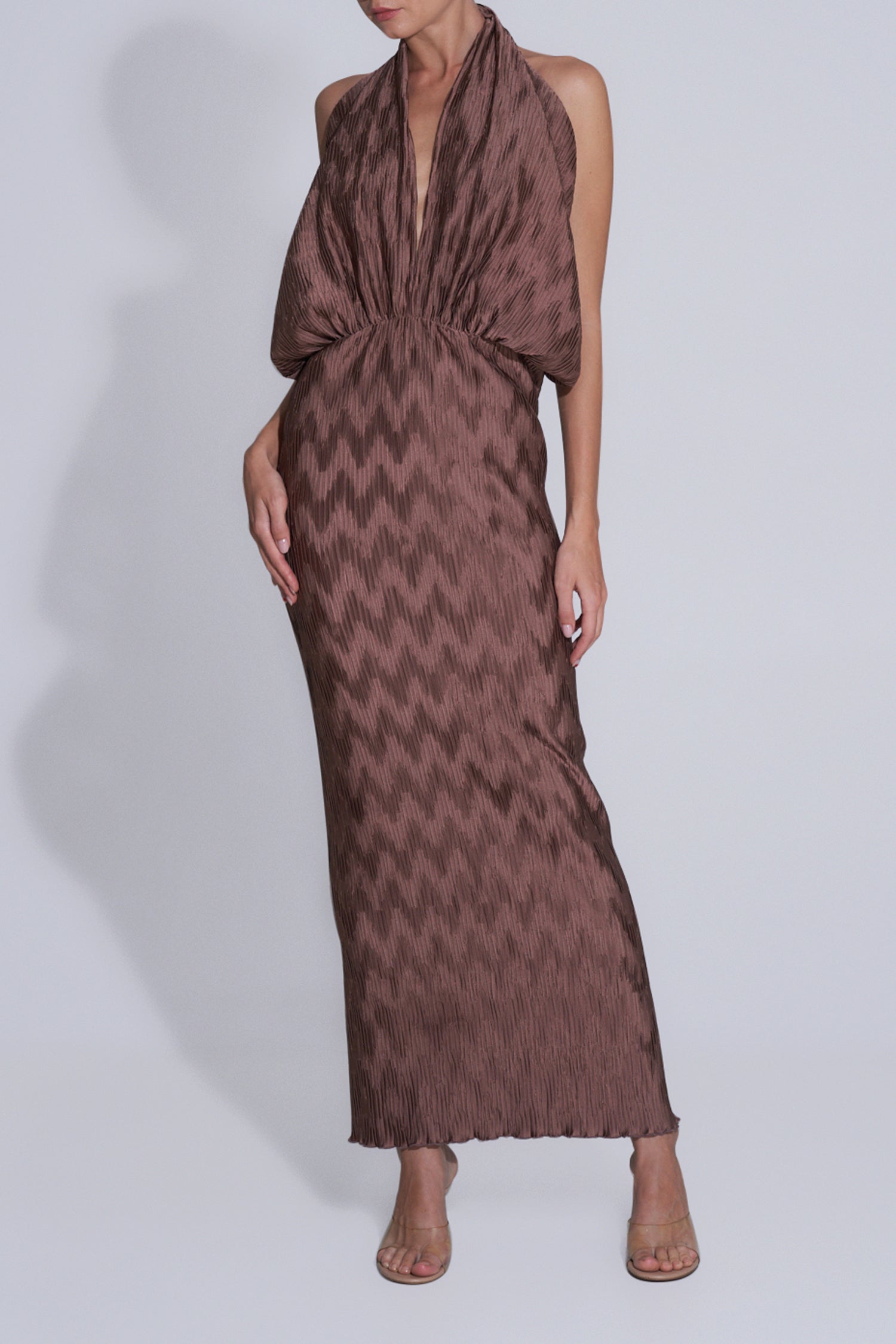 Riviera Sleeveless Gown - Chocolate