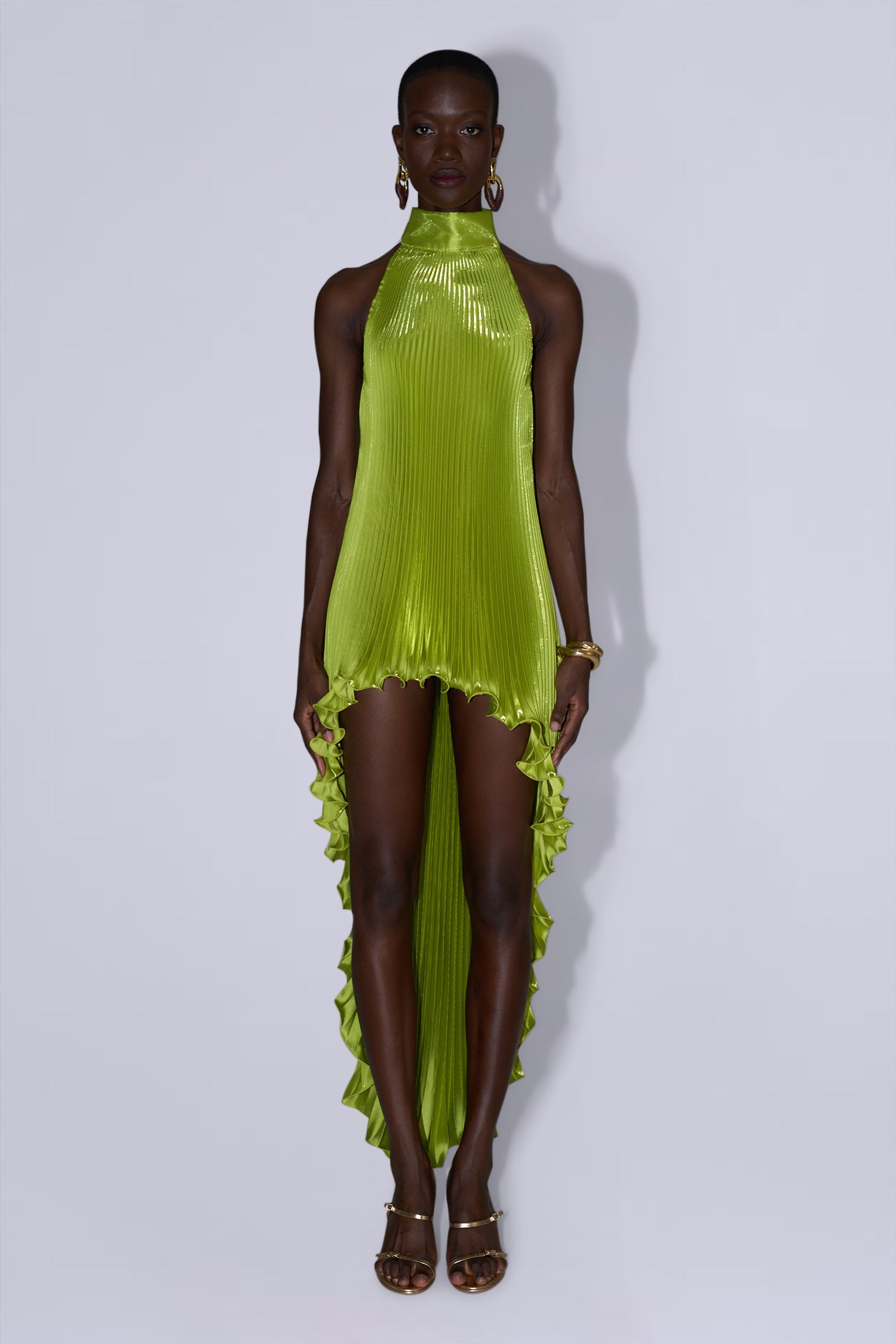 strapless open back dress Lidee Renaissance Split Gown In Bright Green – Coco & Lola main image 0