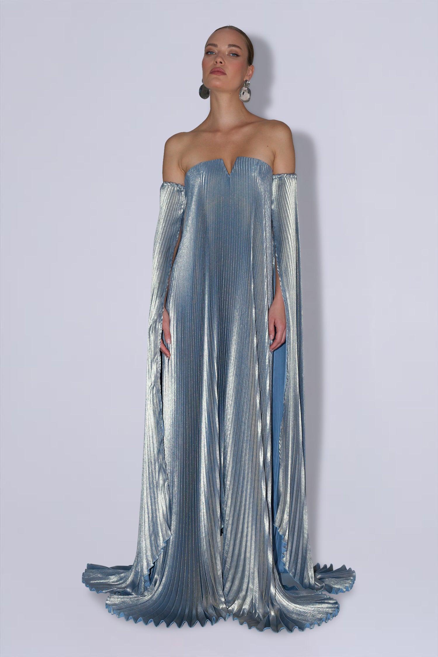 Black Tie Gown Drama Sleeves - Celestial Shimmer