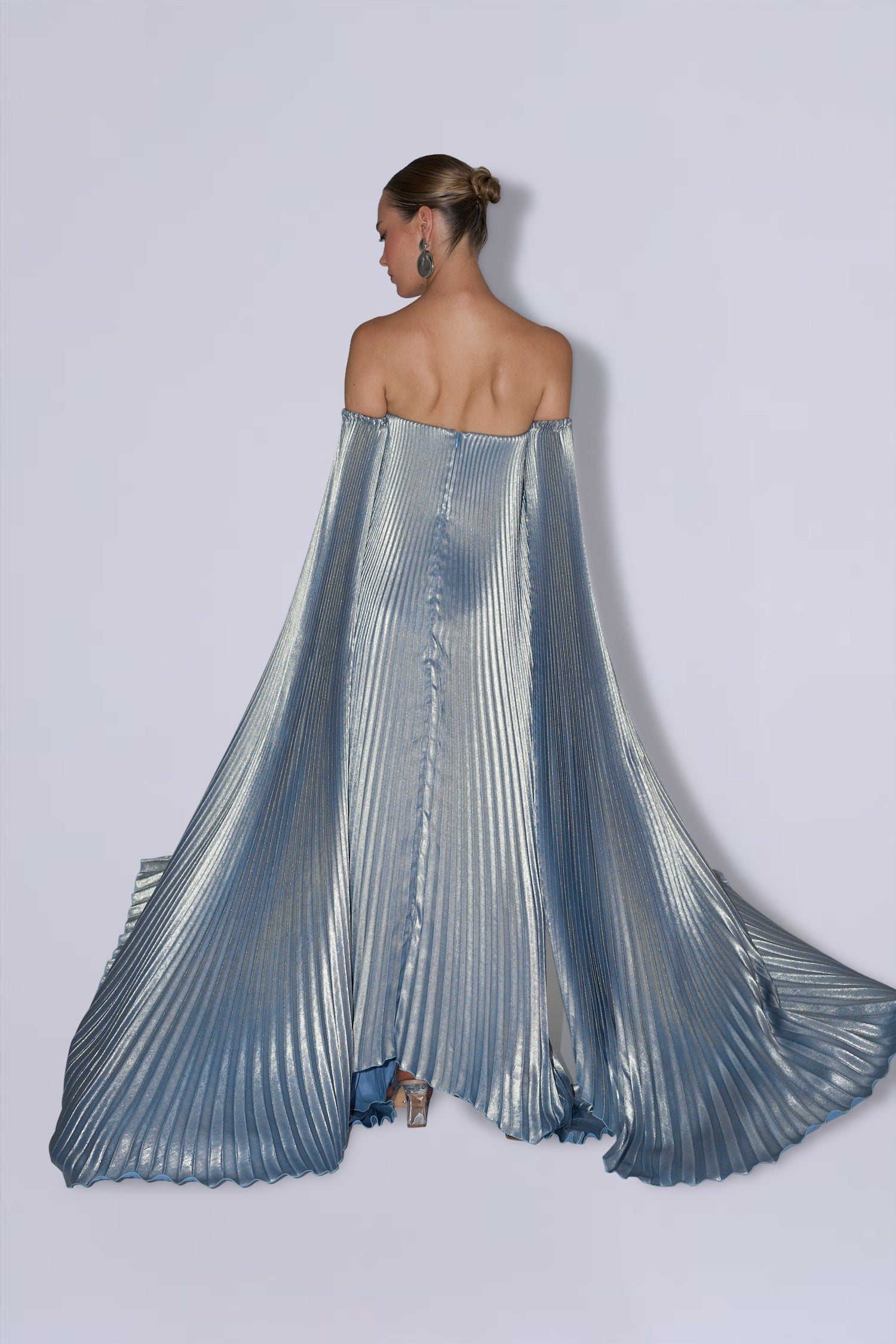 Black Tie Gown Drama Sleeves - Celestial Shimmer