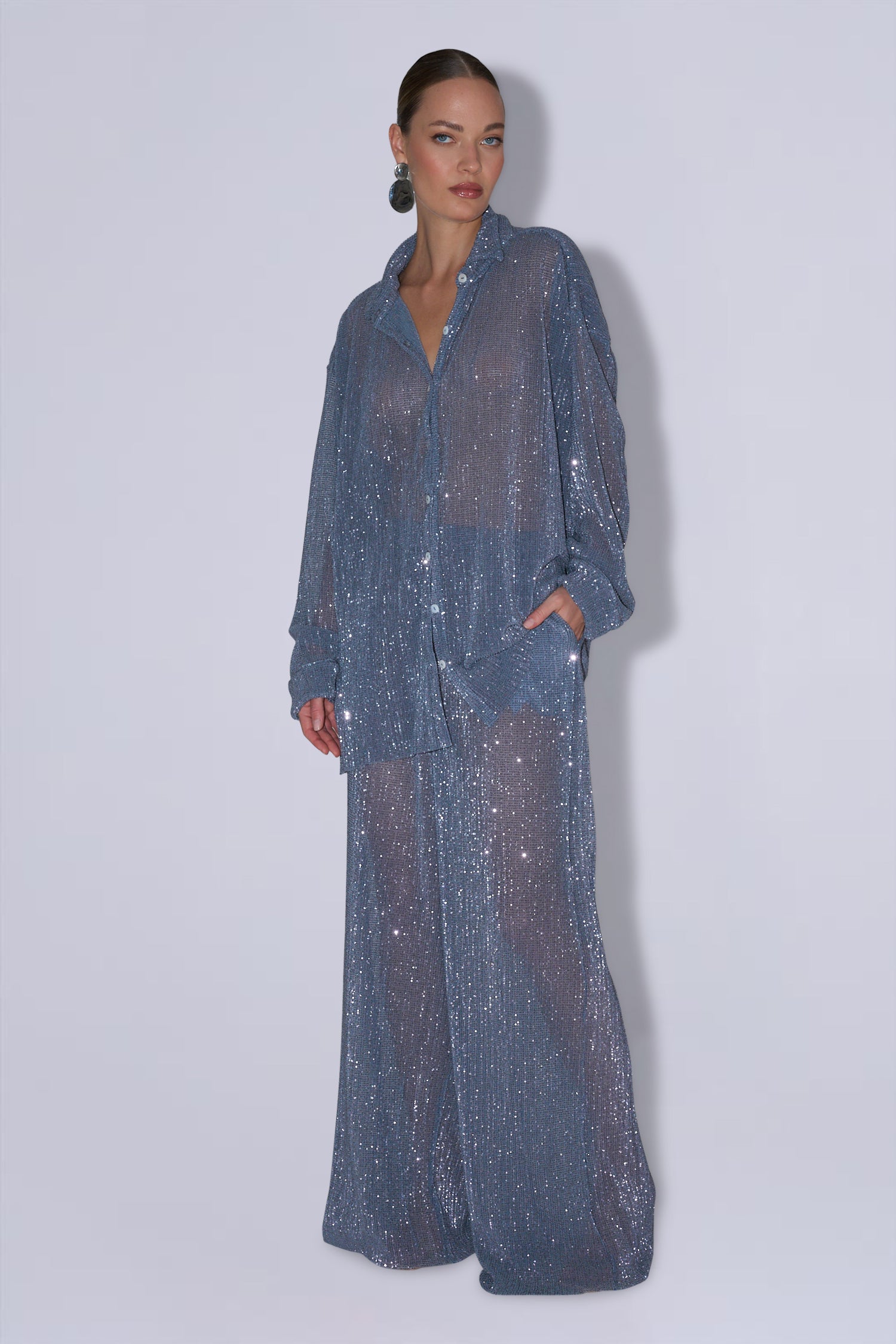 La Musique Pant - Steel Sequin