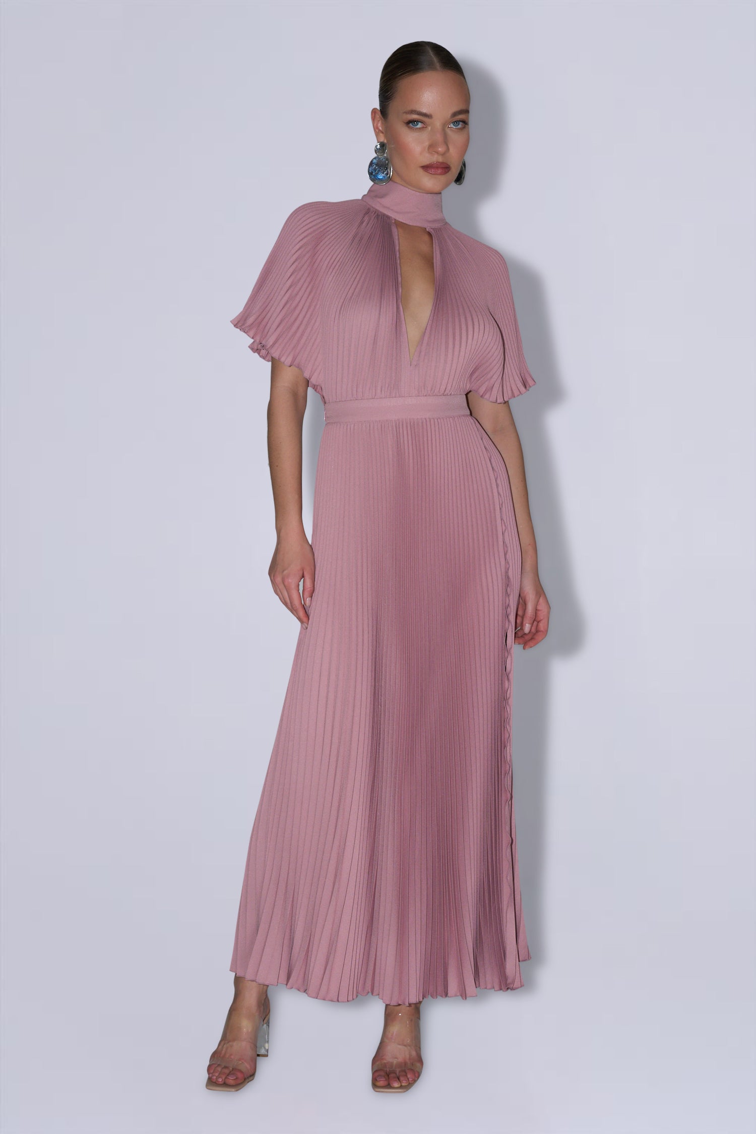 Anais Split Gown - Powdered Rose