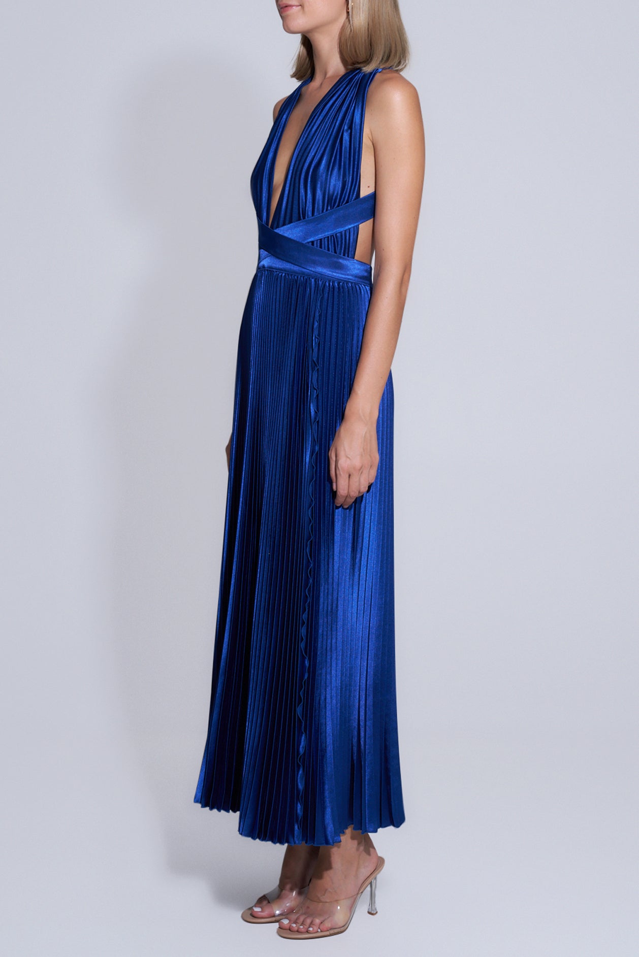 Moderniste Split Gown - Deep Azure