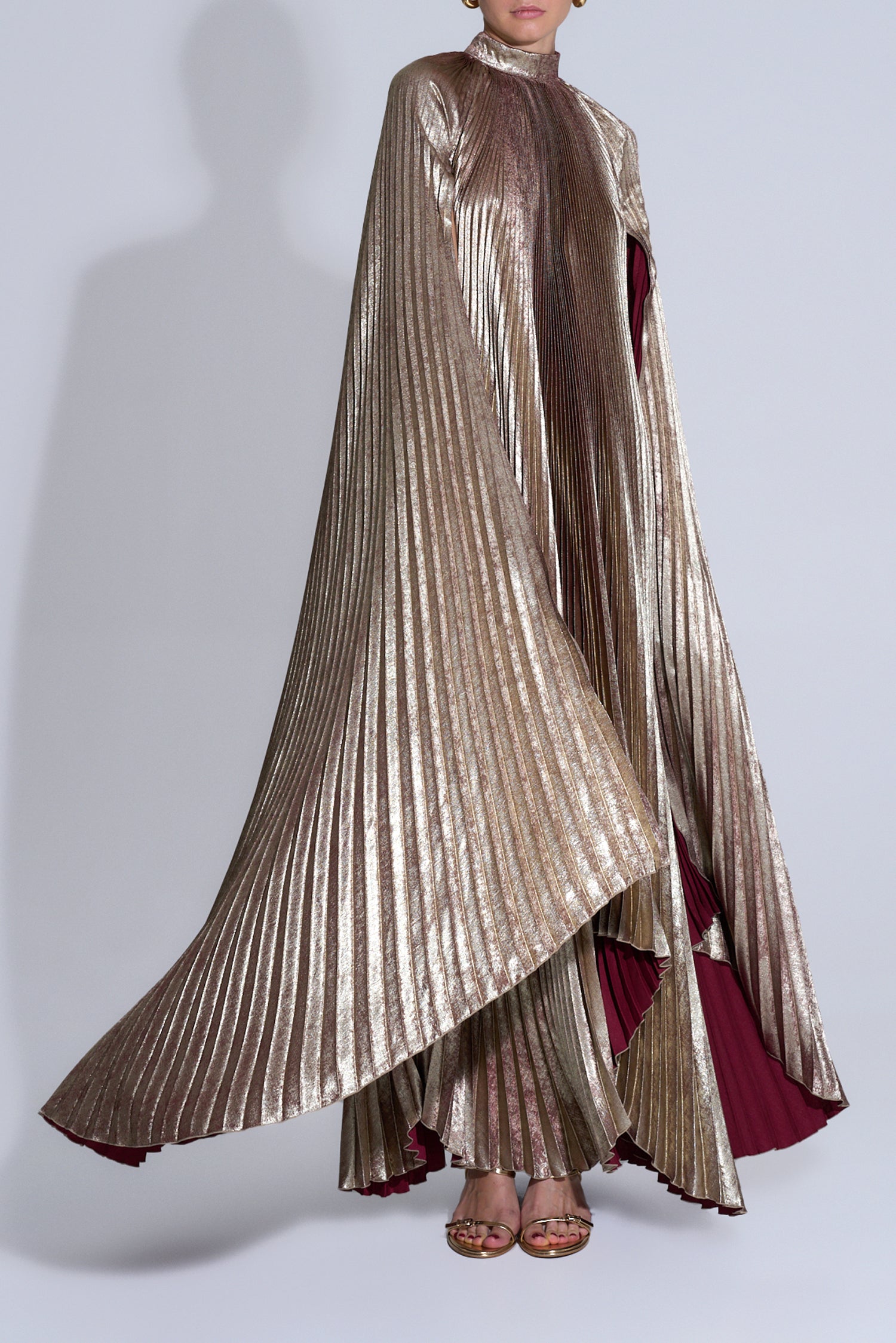 Eiffel Cape Gown - Ruby Shimmer