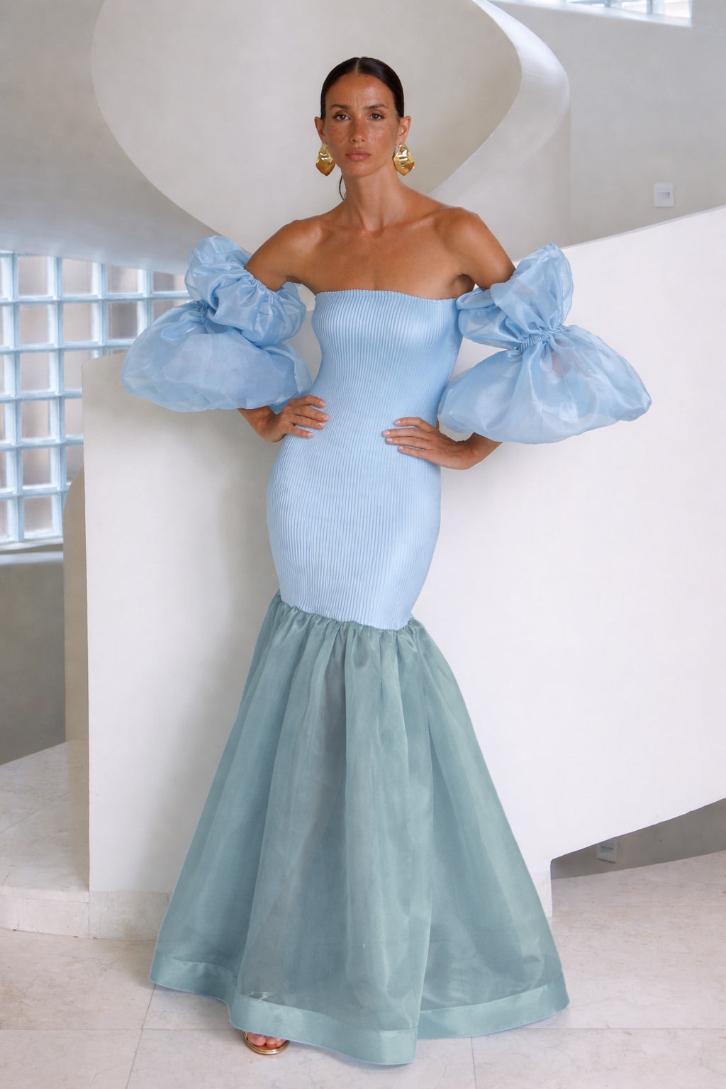 Vanity Sleeved Gown - Oyster