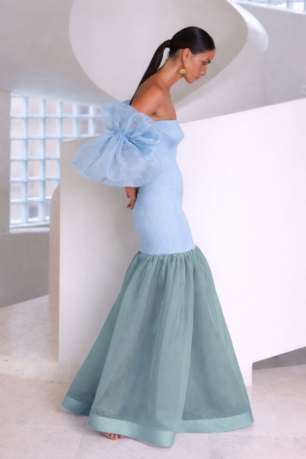 Vanity Sleeved Gown - Oyster