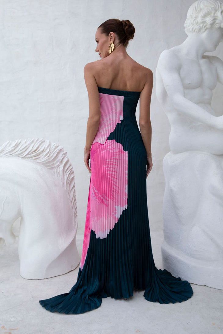 Bisous Strapless Gown - Hibiscus Midnight