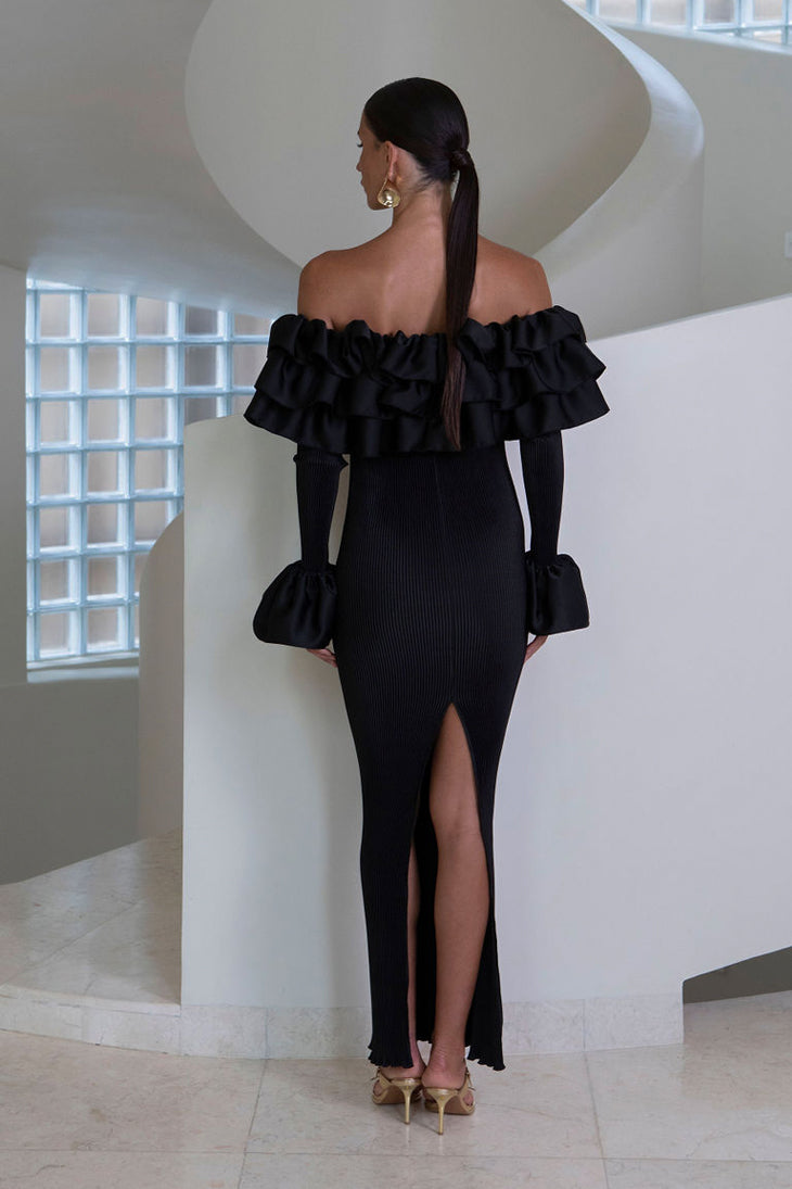 Paris Flare Sleeved Tube Dress - Noir