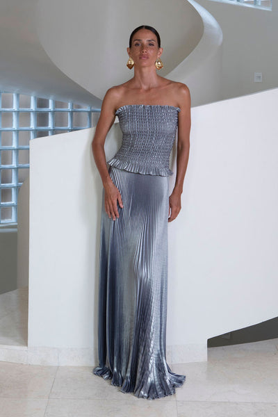 l idée maya strapless pleated maxi dress L'IDEE | WOMEN Maya Gown