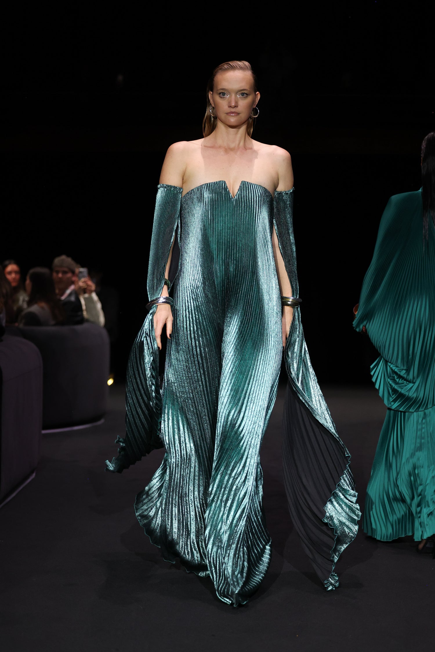 Black Tie Gown Drama Sleeves - Jewel Shimmer