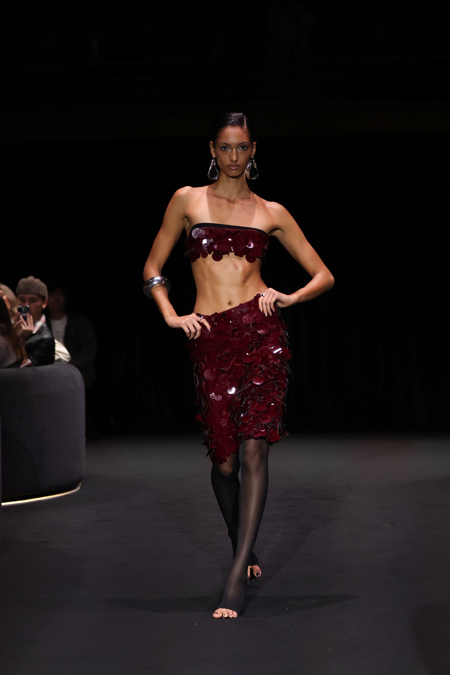 Gia Midi Skirt - Maroon Disco