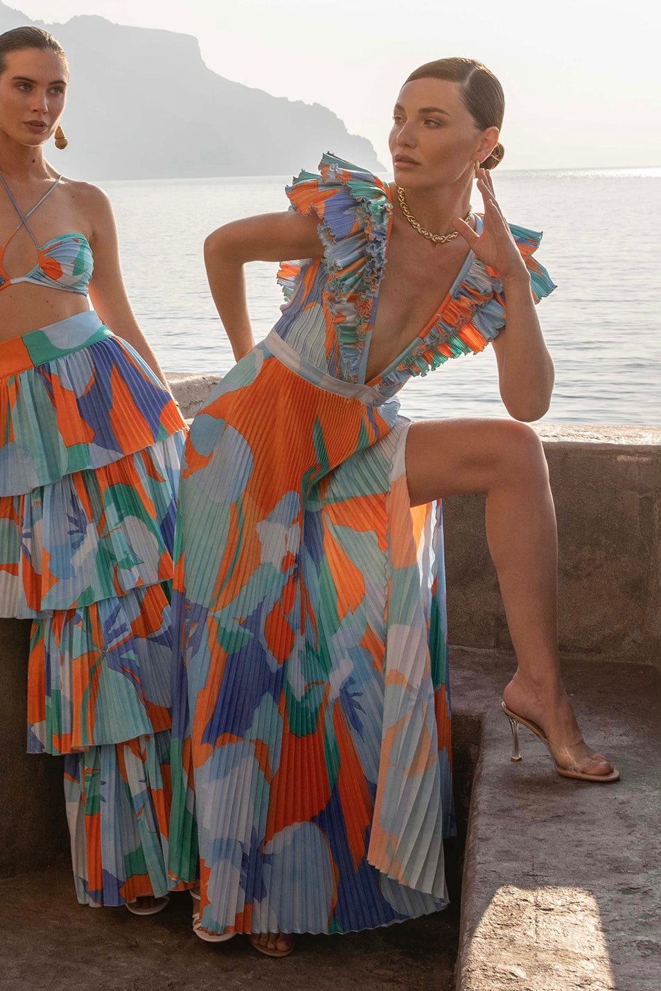 Tuileries Split Gown_Capri Orange
