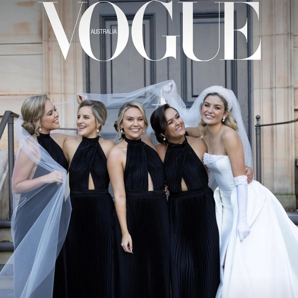 Bridesmaids striking a pose for Vogue cover