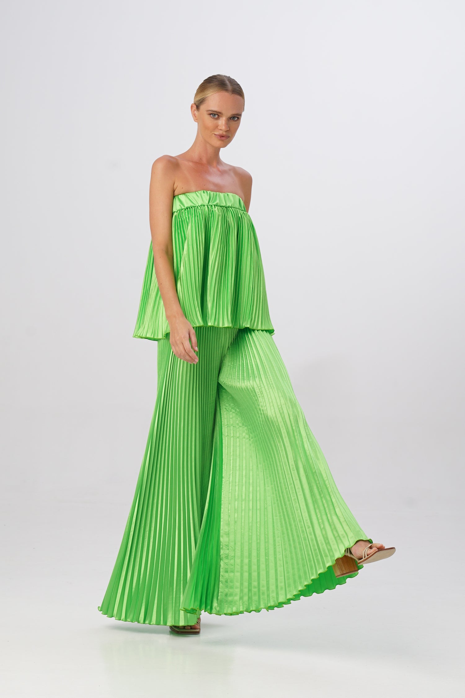Bisous Pleated Pant - Neon Lime