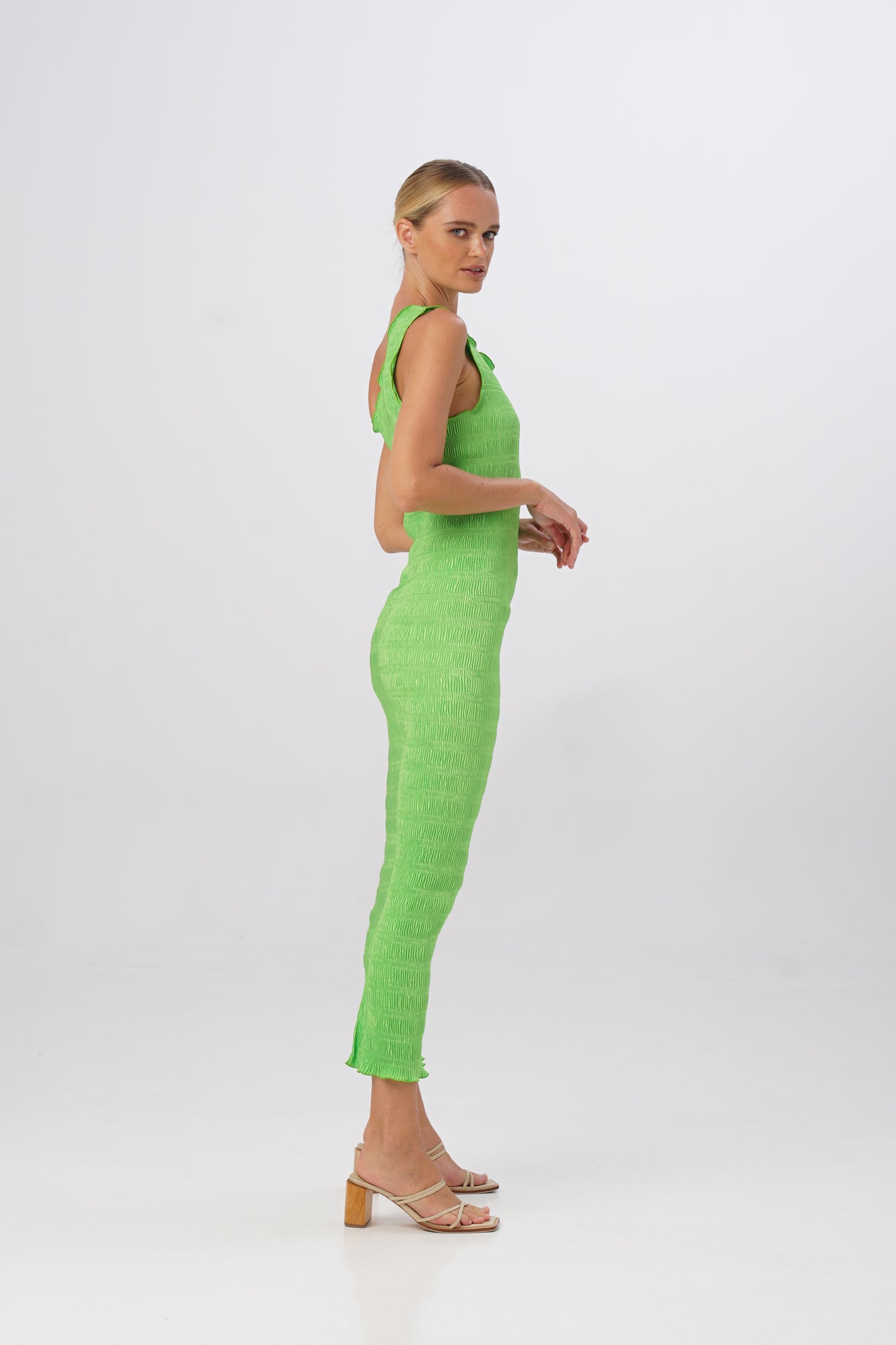 Gigi Smocking Gown - Neon Lime