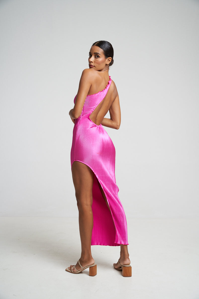 Naomi Split Gown - Flamingo