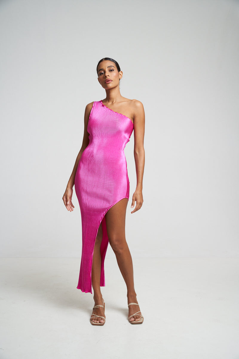 Naomi Split Gown - Flamingo