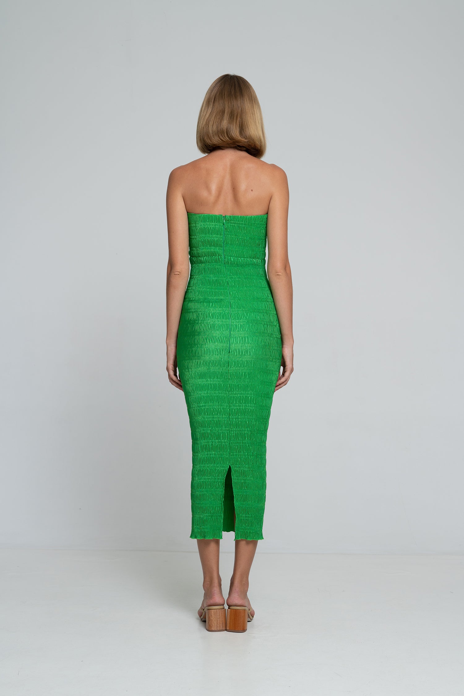 Aurore Strapless Midi Gown - Bright Green
