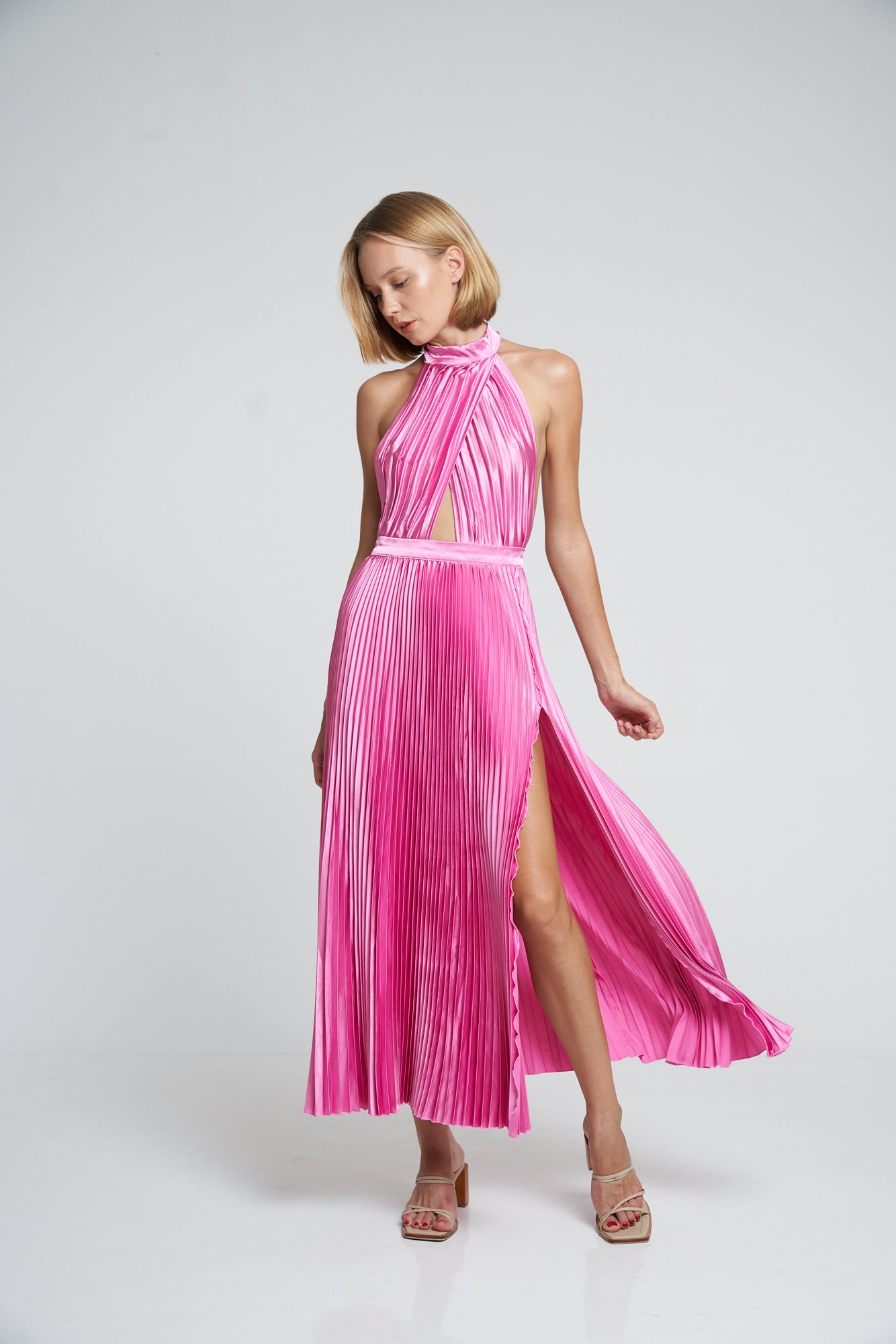 Renaissance Split Gown - Hot Pink